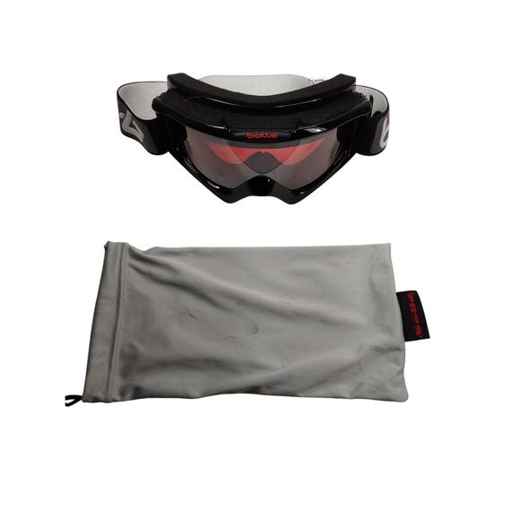 Bolle Ski Snowboard Goggles Red Lens Black Band Adjustable With Bag NO SCRATCHES - Picture 2 of 5